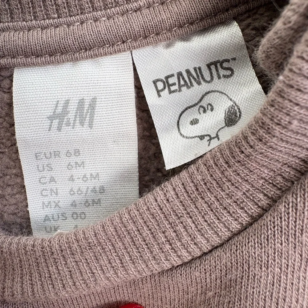 H&M Peanuts Snoopy Homies Sweatshirt 6M Baby Graphic Cozy Brown - Picture 3 of 4